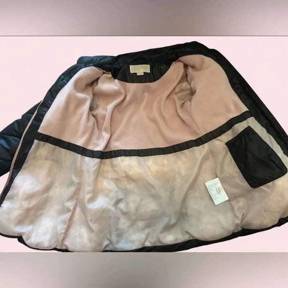 Michael Kors Youth Black Quilted Puffer Coat Size 10–12 Blush Lining - Picture 4 of 5